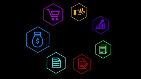 Digital Taxation concept on the transparent background. Icons of money, sho.. Stockbeeldmateriaal 340601280