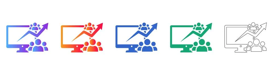 Digital Team Growth and Performance Icons Stock Illustration