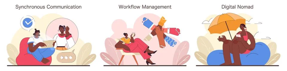 Digital Teamwork set. Flat vector illustration イラスト素材