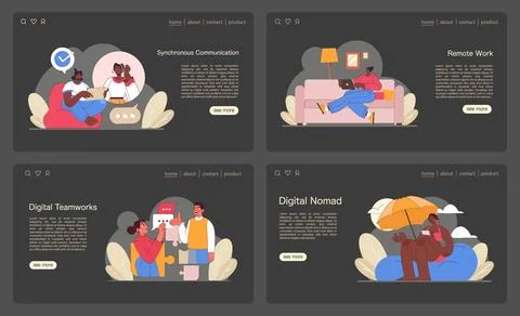 Digital Teamworks concept. Flat vector illustration Stock Illustration