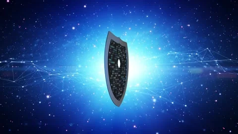 Digital tech 3d lock shield on a cyberspace network background Stock Footage 341609825