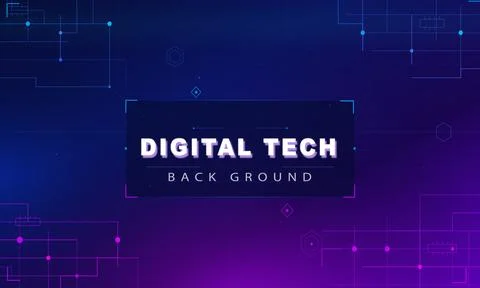 Digital tech background with neon lines Stock Illustration