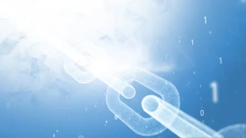Digital tech blockchain chain with binary data animation Видео 332816018