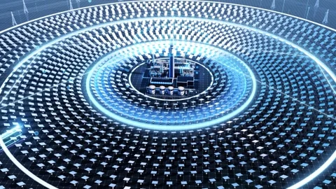 Digital Tech Concentrated Solar Power Plant Solar Power Generation 库存影片 334695844