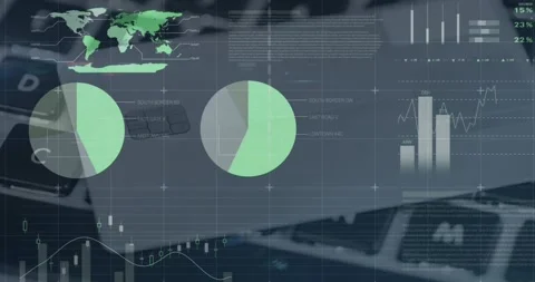 Digital tech concept video contrasts statistical data processing with night sky Stock Footage 316519605