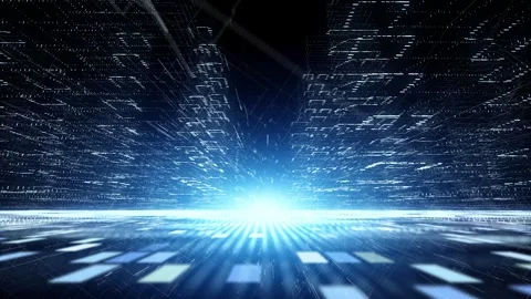 Digital tech cyberspace city road looped background Stock Footage 338304615