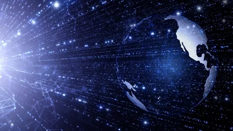 Digital tech earth globe cyberspace with lines and dots Stock Footage 337429692