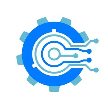 Digital tech gear logo Illustrazione stock