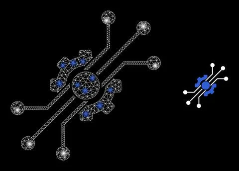 Digital Tech Icon - Carcass Mesh with Glare Dots Stock Illustration