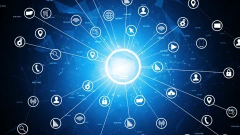Digital tech icon symbol cyberspace network Stock Footage 229848877