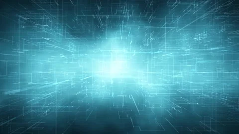 Digital tech lines motion on a dark blue volumetric light loopable backgroun Stock Footage 341153578