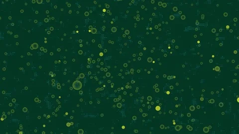 Digital Tech Motion Grid Loop with Floating Green Bubbles &amp; Circles Stock Footage 345699852