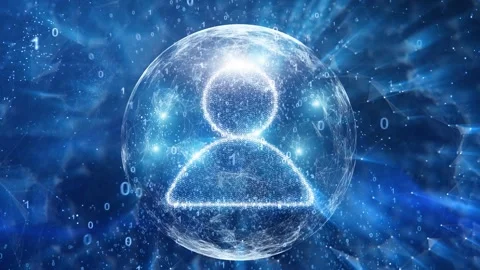 Digital tech people icon symbol sphere data animation Stock Footage 337232265