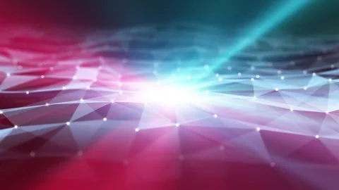 Digital tech slow motion waves with red blue rays Stock Footage 347508254