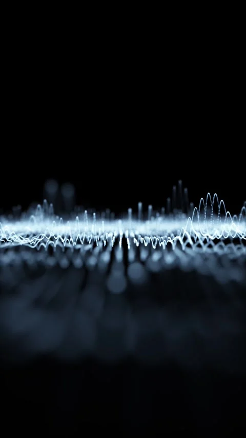 Digital tech wave oscillation on black vertical loop background Stock Footage 343608303