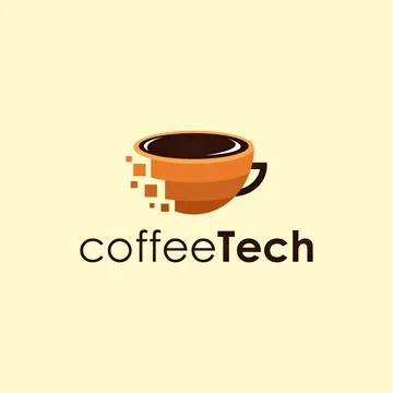 Digital techie coffee icon vector template on light background Stock Illustration