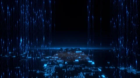 Digital techno code rain background in motion loop animated Stock Footage 332784924