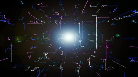 Digital technologic tunnel. Big Data tunnel with futuristic matrix Illustrazione stock