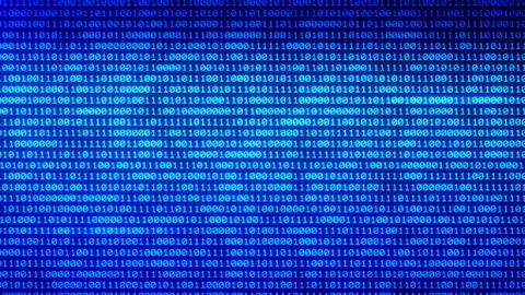 Digital technologies Blue Binary code random numbers glowing black background Stock Footage 81415924