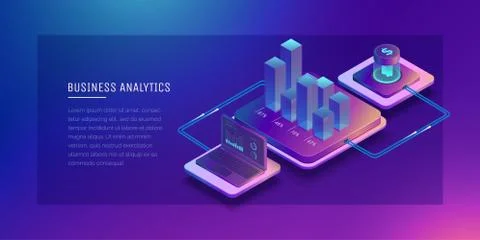 Digital technologies in business. Digital system analysis of business. Business イラスト素材