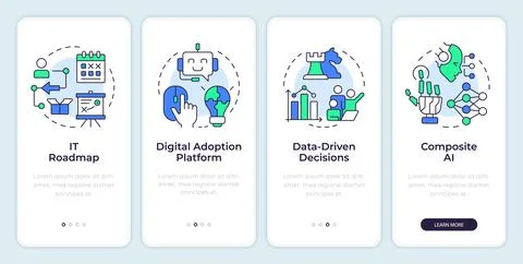 Digital technologies implementation onboarding mobile app screen Stockillustratie