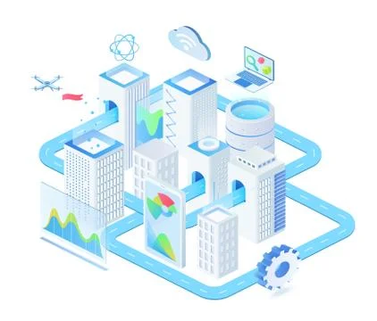 Digital technologies isometric vector illustration 스톡 일러스트