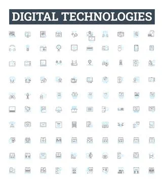 Digital technologies vector line icons set. Digital, Technologies, Computation Stock-Illustration