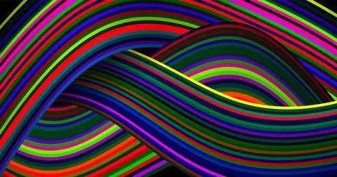 Digital technologies. Wavy multi-colored lines on a black background. Vector  Stock Illustration