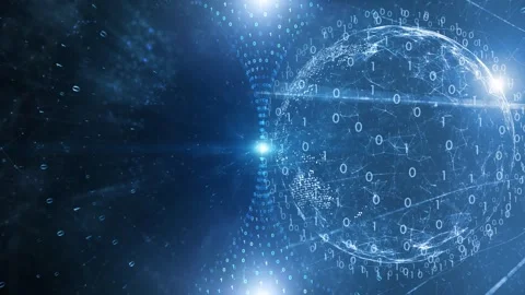 DIgital technology 3d earth globe binary numbers network 動画素材 334816752