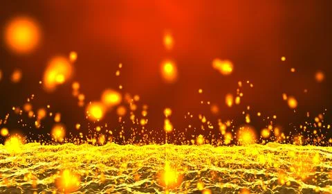 Digital technology abstract 3d orange-yellow light particles raining hits w.. 스톡 일러스트