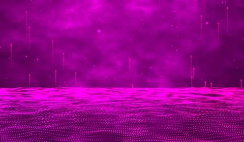Digital technology abstract 3d pink light particles water waves on pink gra.. Stockillustratie