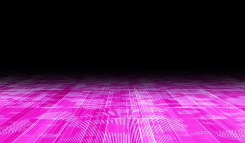 Digital technology abstract 3d pink light particles water waves on black gr.. Stockillustratie