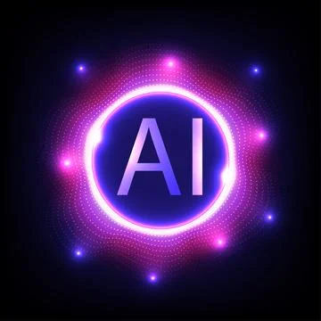Digital technology AI background. Ring circuit technology processor quantum.. Stock Illustration