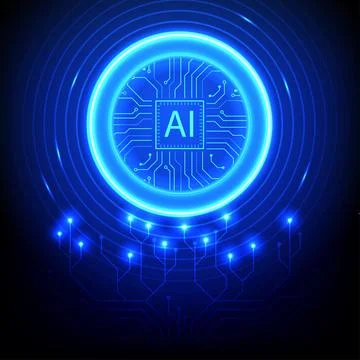 Digital technology AI background.Artificial intelligence circuit technology.. Stock Illustration
