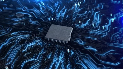 Digital Technology AI circuit board background. connected lines tech bg Stock Footage 293051407