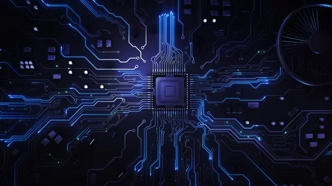 Digital Technology AI circuit board background. connected lines tech bg Stock Footage 293057817