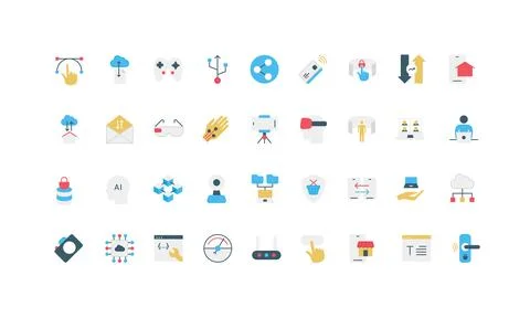 Digital technology and AI for file exchange and design, online shopping color Stock Illustration