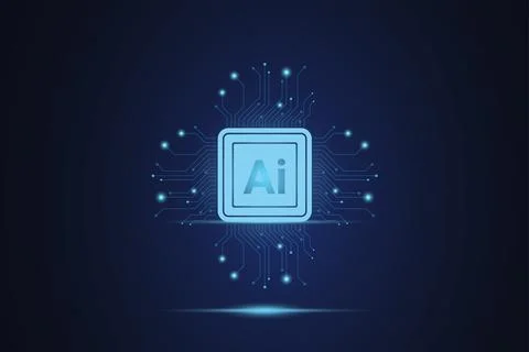 Digital technology and Artificial intelligence circuit line style. Machine .. Stock Illustration