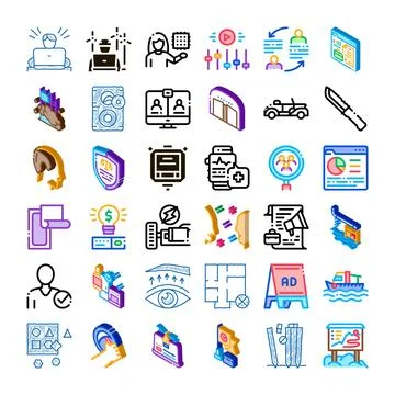 Digital technology and business services icon collection Stockillustratie