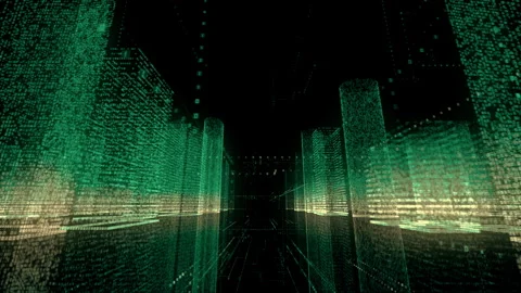 Digital technology and communication concept background of abstract neon city in Stock Footage 248482155