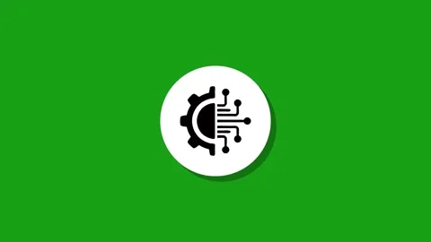 Digital technology and engineering gear animation on a vibrant green screen.. Stock Footage 327762536