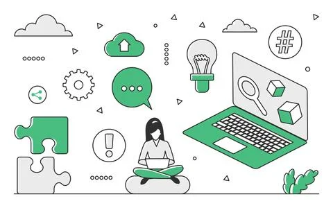 Digital technology and engineering Illustrazione stock