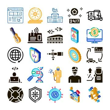 Digital technology and global service line icons イラスト素材