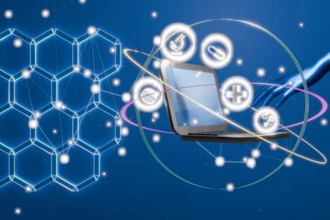 Digital technology and innovation represented by a laptop Illustrazione stock