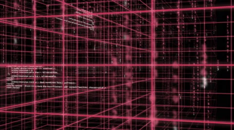 Digital technology and line backgorund 360 rotating 4K red Video stock 68567135