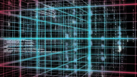 Digital technology and line backgorund 360 rotating 4K red+green Video stock 68567145