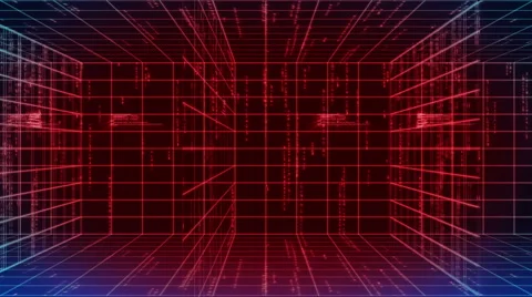 Digital technology and line backgorund pan LOOP 4K blue+red Stock Footage 68567638