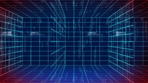 Digital technology and line backgorund pan LOOP 4K red+blue Stock Footage 68567641