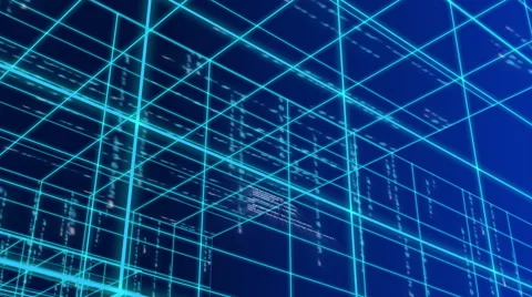 Digital technology and line backgorund perspective pan LOOP 4K blue Video stock 68567928