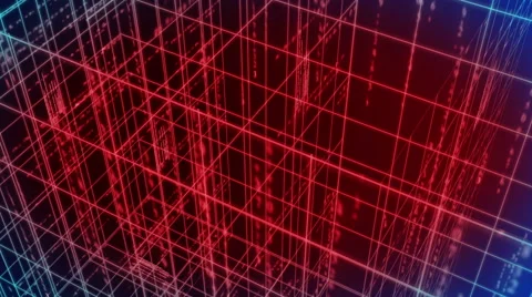 Digital technology and line backgorund perspective tilt LOOP 4K blue+red Stock Footage 68568495